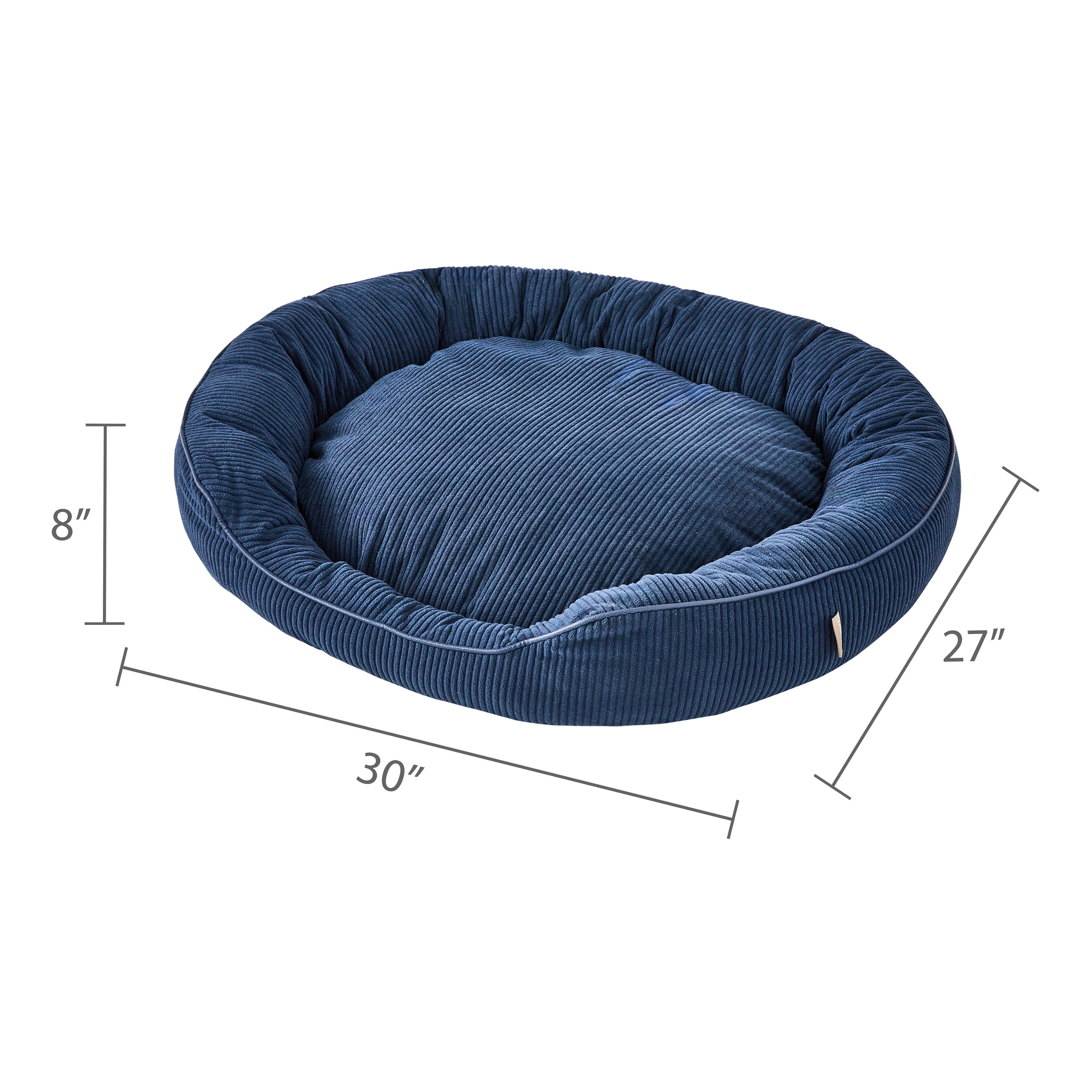 Vibrant Life Large Oval Corduroy Cuddler Pet Bed, Blue, 30" x 27"