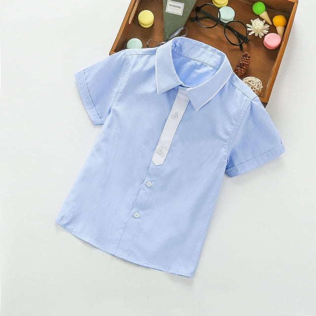 Chemisier et Chemise à Manches Courtes à Col Rabattu, Chemises pour Enfants à Manches Courtes, Chemise Mince Imprimée Graphique Décontractée pour Garçon de 3 à 8 Ans, Chemise à Manches Courtes pour Enfants