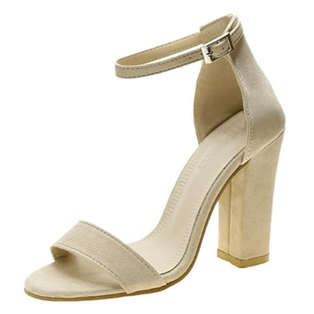 

autumn winter shoes Women s Fashion Spring And Summer Thick Heel Sandals High-Heel Suede Open Toe