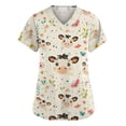 thumbnail image 2 of SAATLERI Scrub Tops for Women Plus Size Funny Graphic Printed V Neck Short Sleeve Shirts Womens Plus Size Nursing Uniform Scrubs with Pockets, 2 of 5