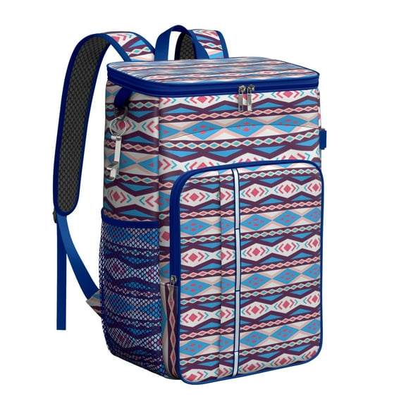 Exotic Pattern Insulated Backpack Cooler – Waterproof Leakproof Cooler Bag with Tribal Folk Style for Camping, Travel, BBQs & Outdoor Adventures
