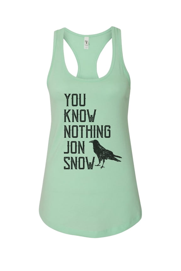 Women’s Game of Thrones Graphic Tank Top “You Know Nothing John Snow” RB Clothing Co Mint, Small