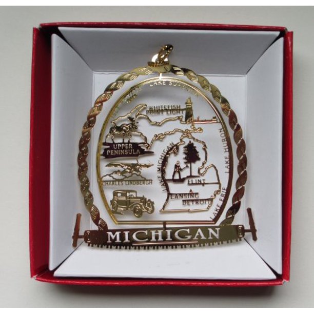 Michigan State Ornament Detroit Flint Great Lakes Lansing Travel