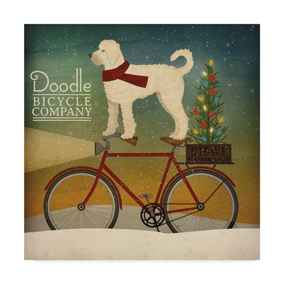 Trademark Fine Art 'White Doodle on Bike Christmas' Canvas Art by Ryan Fowler