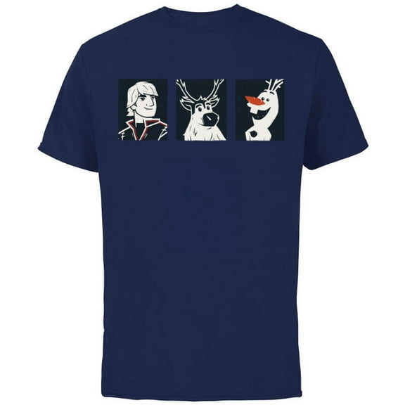 Disney Frozen 2 Kristoff, Sven, and Olaf T-Shirt - Short Sleeve Cotton T-Shirt for Adults - Customized-Navy
