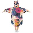 thumbnail image 2 of FORMRS Wearable Blanket Hoodie with Sleeves for Kids Cozy Flannel Sweatshirt, Flowers Pattern Style, 2 of 7
