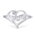 thumbnail image 2 of White Natural Diamond Accent Mom Heart Ring In 10k White Gold (0.01 Cttw), 2 of 7