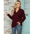 thumbnail image 5 of SOMER Women Sweaters Long Sleeve V Neck Pullover Collar Knitted Sweaters Burgundy, 5 of 6