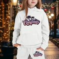 thumbnail image 2 of SUXIAN Children Long Sleeve City Place Name Hoodie Top Hoodie Pants Set Comfortable Clothing Set White 160, 2 of 4