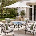 thumbnail image 2 of Round Outdoor Tablecloth with Umbrella Hole and Zipper, Navy Blue Shell Coastal Tablecloth with Elastic Waterproof, Starfish Coral Summer Ocean Nautical Patio Table Covers for 31" - 35" Pool Tables, 2 of 9