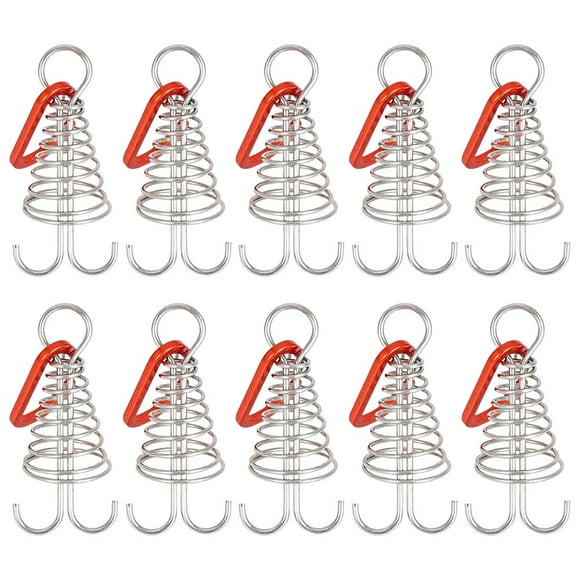 Octopus Deck Peg Spiral Shaped Adjustable Spring Durable Outdoor Camping Octopus Rope Buckle with Carabiner Hook for Hiking