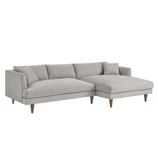 Modway 2-Piece Right-Facing Fabric Sectional Sofa with Tapered Legs in Gray