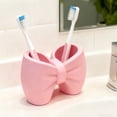 thumbnail image 4 of BadyminCSL Cute Bow Shaped Double Compartment Plastic Storage Holder, Adorable Decor Organizer for Toothbrushes Bathroom Vanity & Desk Office Pink M, 4 of 8