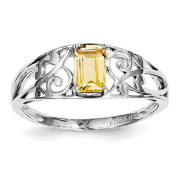 Primal Silver Sterling Silver Rhodium Citrine Ring