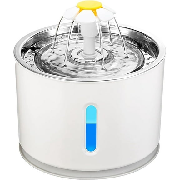 Cat Drinking Water Fountain, 2.5L Electric Pet Flower Water Dispenser with LED Light Switch & Water Level Window, Quite and Attract Pets to Drink More Water, for Cats and Dogs
