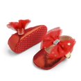 thumbnail image 4 of Baby Girls Soft Sole Leather Crib Shoes Anti-slip Bowknot Prewalker Infants Sneaker Breathable Casual Mesh Flats Toddler Soft Soled Walking Shoes, Red, L, 4 of 6