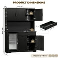 thumbnail image 2 of BROTTAR 69" Fluted Wine Bar Cabinet with Fridge (Included), Modern Coffee Bar Cabinet with Storage Hutch, Tall Mini Fridge Cabinet with Drawers, Kitchen Pantry for Living Room, Dining Room, Black, 2 of 8