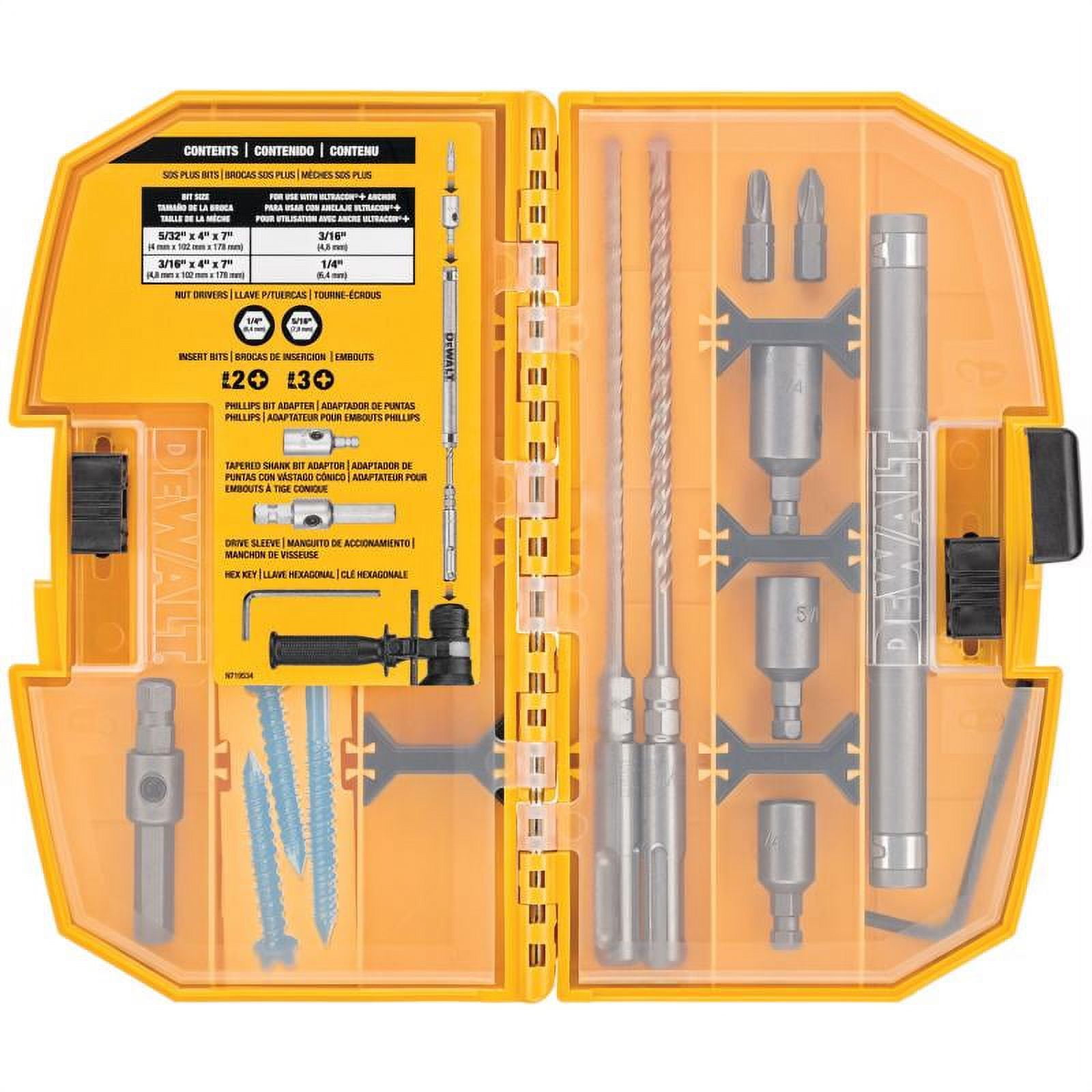 Dewalt - DW5366 - 10-PC SDS Plus Hex Hammer Drill Bit Set