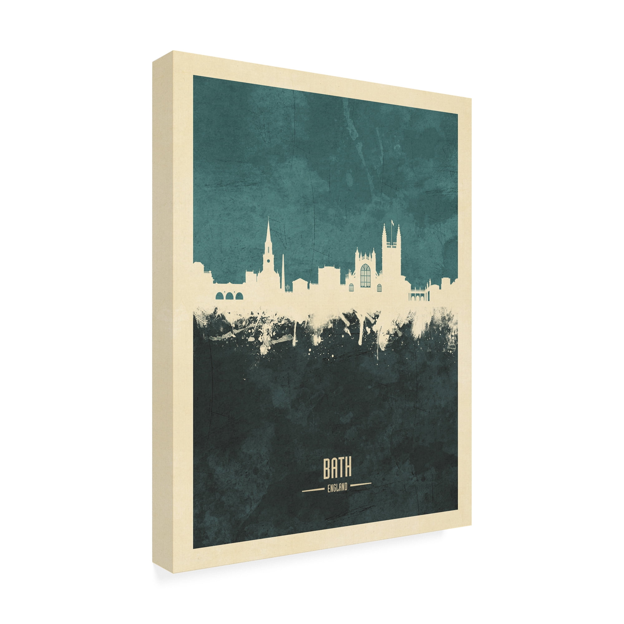Trademark Fine Art 'Bath England Skyline Cityscape Teal' Canvas Art by Michael Tompsett