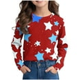 thumbnail image 2 of MKOSPLRT Sparkly Stars Tops for Girl Long Sleeve Graphic T Shirts Round Neck Color Block Shirts Casual Loose Blouses 3-14 Years, 2 of 8