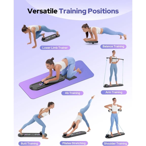 Foldable Pilates Reformer Set 7 in 1 Multi-Purpose Pilates Equipment for Women Full Body Workouts at Home