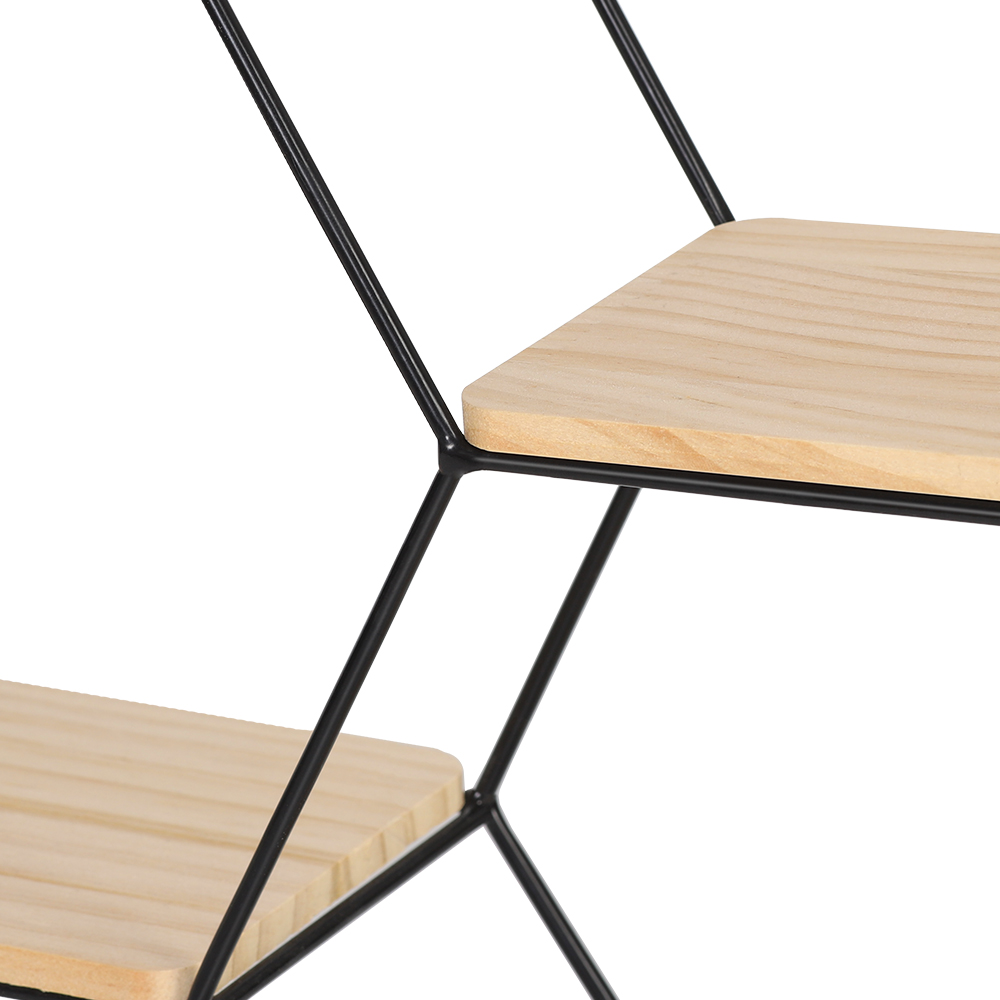 Haitral 3.7" x 12.5" x 16" Hexagon Metal Modern Floating Shelf, Black