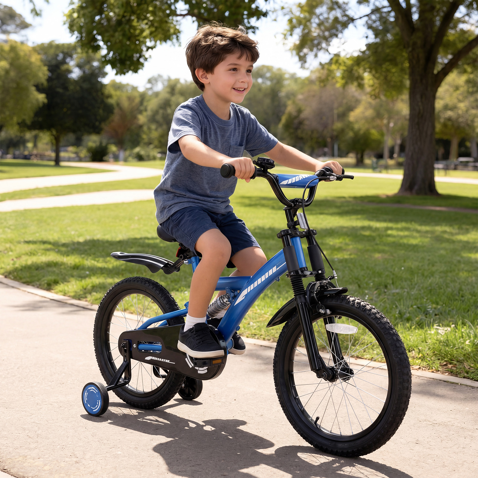 Fenbeli 18 Inch Kids Bike with Training Wheels, Blue photo 2