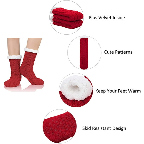 Women Non-slip Fuzzy Slipper Socks with Waterproof Soles Rubber Bottom  Grippers
