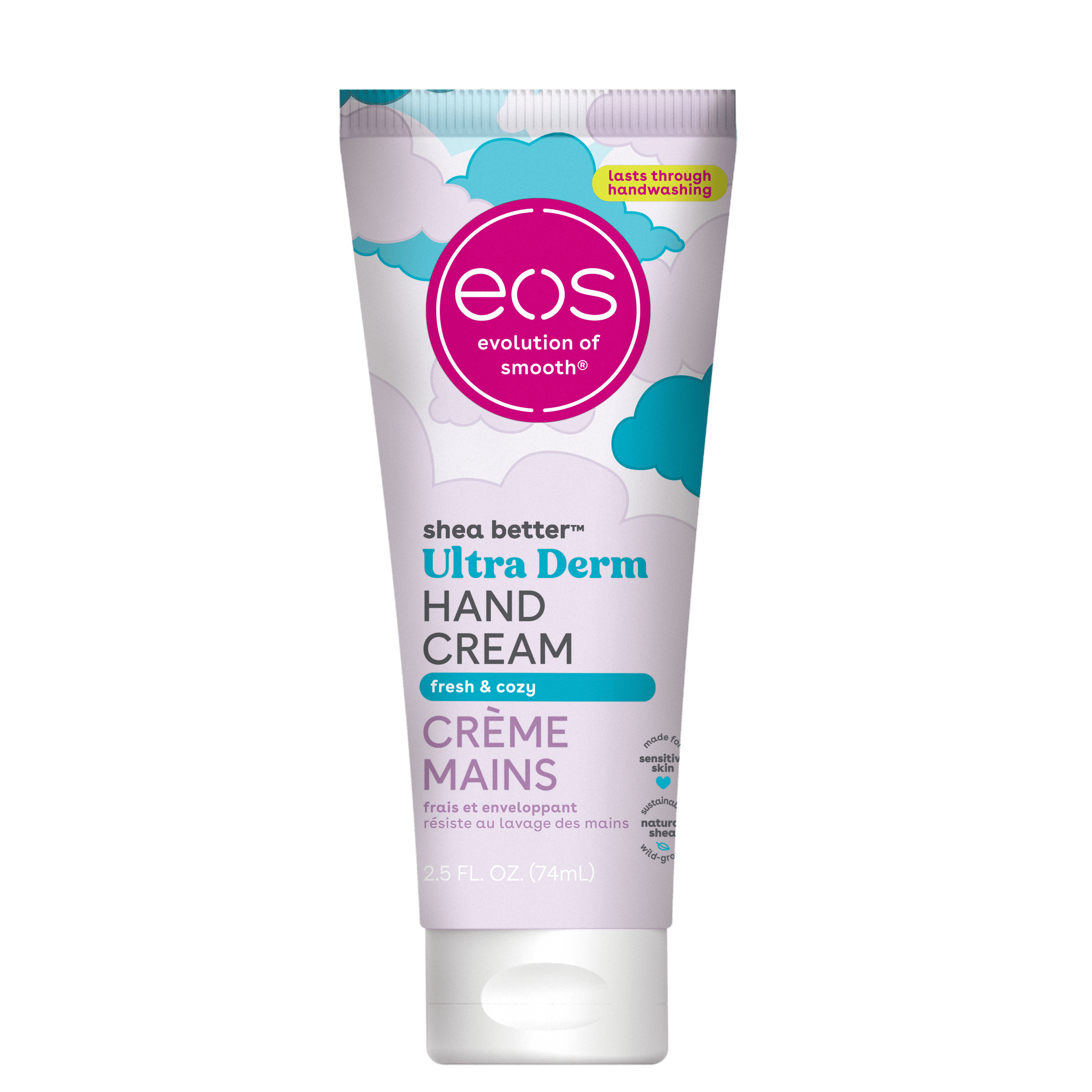 (2 pack) eos Shea Better Ultra Derm Hand Cream- Fresh & Cozy, Moisturizes Dry Hands, 2.5 fl oz, 1 Pack