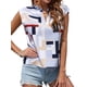 thumbnail image 1 of Camiseta para Mujer, Color Block, Cuello en V, Corta, Top de Moda, Informal, Holgada, de Verano. Color D L, 1 of 7