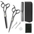 thumbnail image 1 of Juego de 11 piezas de tijeras de peluquería para el hogar, color negro, tijeras de dientes planos, tijeras para el cabello, 1 of 6
