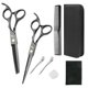 thumbnail image 1 of Juego de 11 piezas de tijeras de peluquería para el hogar, color negro, tijeras de dientes planos, tijeras para el cabello, 1 of 6