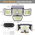 thumbnail image 3 of Luces solares LED para exteriores, lámpara de pared con Sensor de movimiento, iluminación de seguridad impermeable con cabeza ajustable, focos de lámpara de inundación, 368/278, 3 of 4