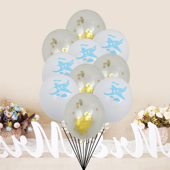 SOPOTUTU Airplane Birthday Decorations Balloons Confetti White 10Pcs
