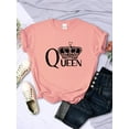 thumbnail image 2 of T-shirts pour Femmes Imprimés Grande Couronne de Queen Respirants Été Manches Courtes Street Hip Hop Tee Vêtements Col Rond Décontracté Hauts Féminins Bleu Brume L, 2 of 6