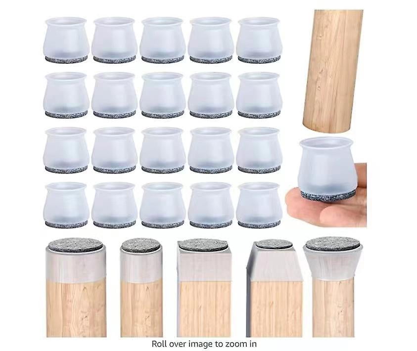 Really Good Stuff Fuzzy Feet Chair Glides - Set Of 24, Chair Leg Protectors For Classroom Floors
