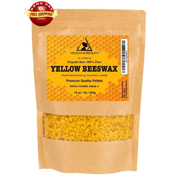YELLOW BEESWAX BEES WAX ORGANIC PASTILLES BEADS PREMIUM 100% PURE 16 OZ, 1 LB