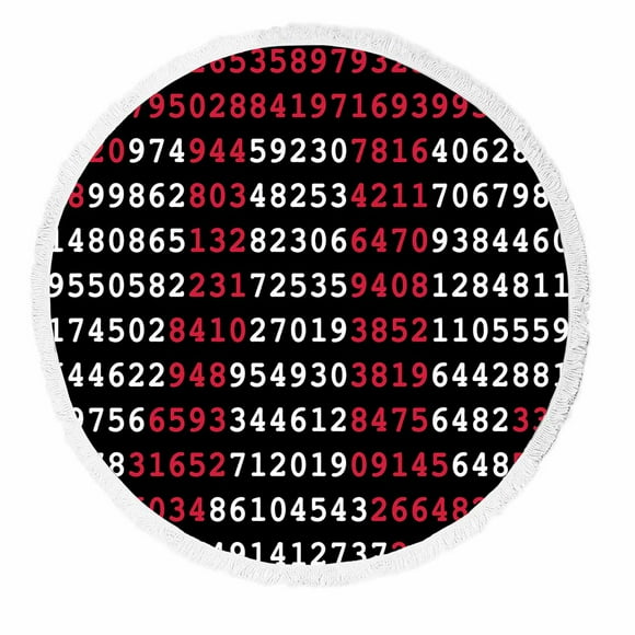 YUSDECOR Pi Sign And Pi Numbers On Black Background Round Beach Towel Beach Mats Shawl Blanket Yoga Mat with Tassels Beach Throw Towel