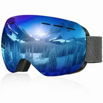 KALIYADI Ski Goggles for Men Women Youth, OTG Snow Goggles with Anti Fog and UV Protection Over Glasses Vlt 10%(Ice Blue)