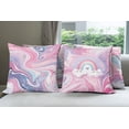 thumbnail image 3 of Ambesonne Rainbow Throw Pillow Cover 4 Pack, Waving Marble Print Unicorn, 16", Pink Lilac and Ceil Blue, 3 of 4