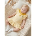 thumbnail image 5 of BemeyourBBs Toddler Baby Girls Summer Ruffled Dress 12 18 24 Months 2 3 4 5 Years Avocado Sunflower Tulip Strawberry Embroidered Buttons Fly Sleeve Casual Dress, 5 of 9