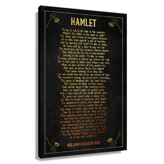 Hamlet By William Shakespeare Book Quotes Wall Art Prints Poster Painting Oil Artwork for Living Room Wall Decor Home Canvas Decoration Framed 20x30 in