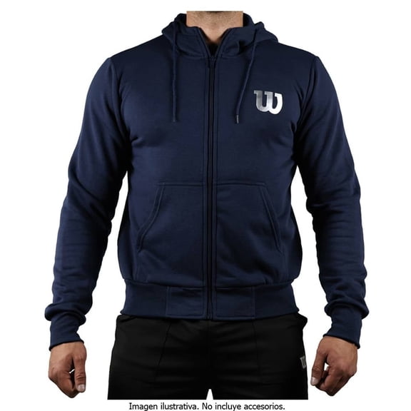 Chamarra Wilson Talla M Deportiva con Gorro y Cierre Frontal Azul Marino