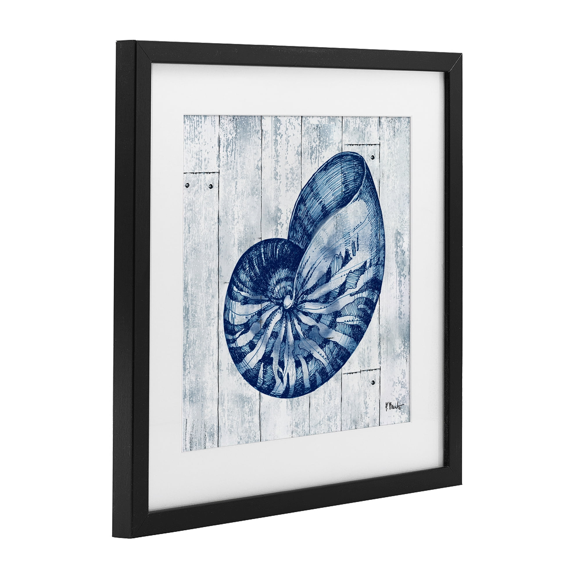 Stupell Industries Coastal Timberland Nautilus Black Framed Print Under Glass, design by Paul Brent