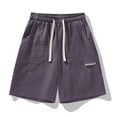 thumbnail image 2 of Pantalones cortos informales con cintura elástica para hombre - Poliéster, bolsillos, ropa cómoda para primavera/verano, 2 of 4