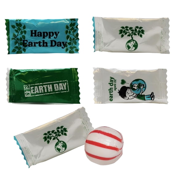 Earth Day Themed Peppermint 100 Count Candy – Individually Wrapped Mints for Environmental Events, School Activities - Earth Day decorations for office and Eco Awareness Celebrations