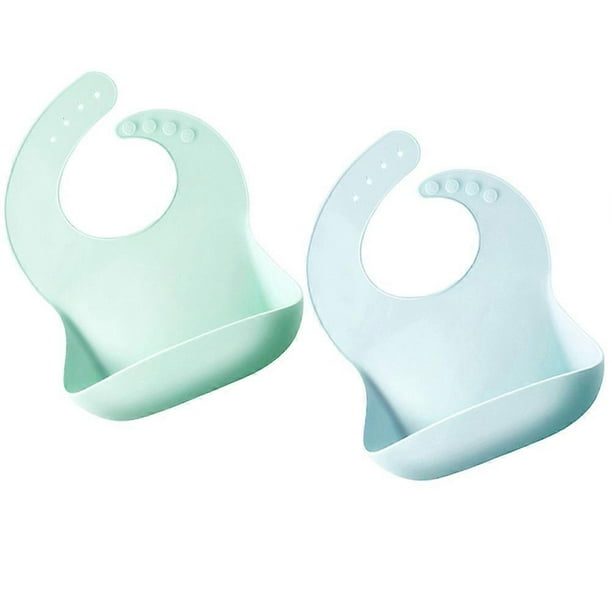 Baby Bib Silicone 2Set Soft Adjustable Feeding Bibs for Toddlers with Food Catcher for Clean and Organized Mealtime