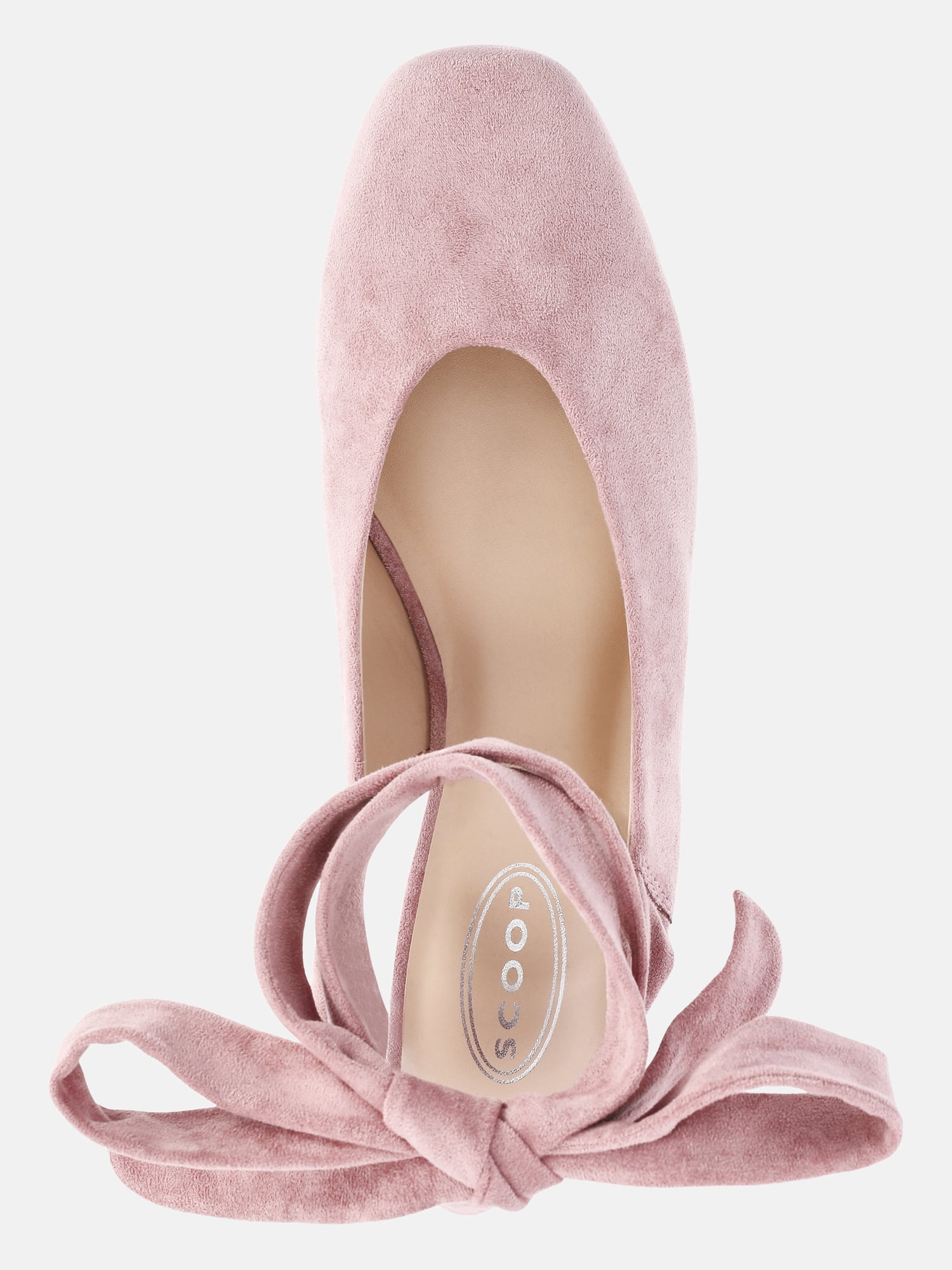 Scoop Women's Faux Suede Ankle Wrap Ballet Flats