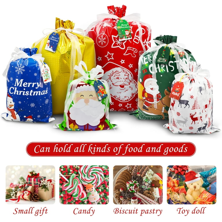 MAGOTAN 40PCS Christmas Gift Bags,10 Seconds Wrapping Gift,Holiday Gift  Bags Assorted,Reusable Foil Gift Wrapping Sacks Pouches Xmas Presents Party  Favor Goody Bags Jumbo 