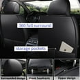 thumbnail image 6 of AOMSAZTO Car Seat Covers 5-Seat Auto BLACK Faux Leather & Ice Silk Fit Most Sedan SUV Truck For 2nd Row Headrest Split, 6 of 6